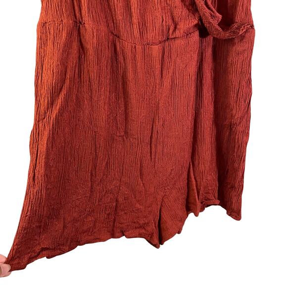 Aeropostale Women's Lace Eyelash Trim Romper Playsuit Rust Large Y2K Boho Hippie - Picture 4 of 8